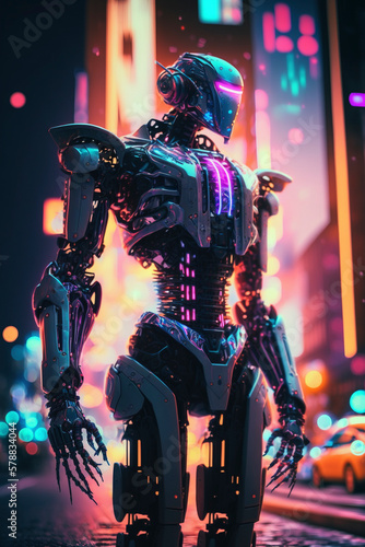 Digital Illustration of a Futuristic Robot