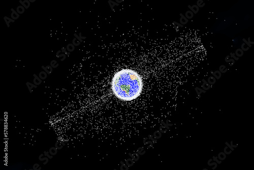 Принти на полотні Space debris around the planet Earth