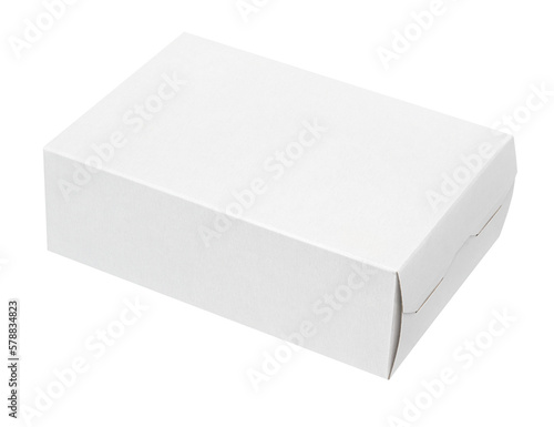 Blank white closed cardboard box isolated on transparent background