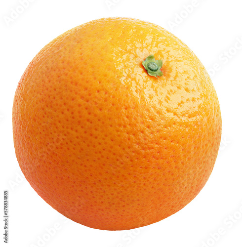 Single orange citrus fruit isolated on transparent background