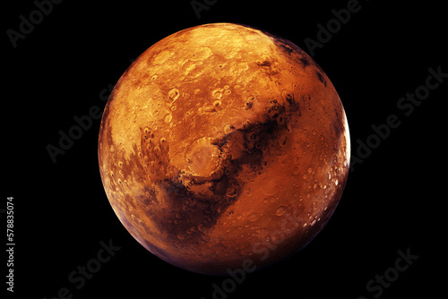 Fototapeta Naklejka Na Ścianę i Meble -  Planet Mars on a dark background. Elements of this image furnishing NASA.