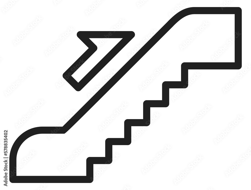 Upward staircase icon. Moving escalator lift symbol Upward staircase icon. Moving escalator lift symbol
