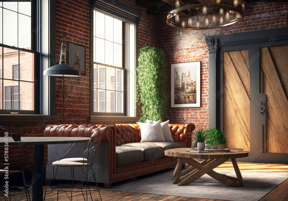 A large salon living room with a sofa. Featuring two armchairs, a sofa, mockup of a contemporary interior ,made with Generative AI A large salon living room with a sofa. Featuring two armchairs, a sofa, mockup of a contemporary interior ,made with Generative AI