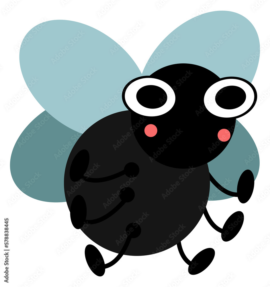 Winged bug character. Funny cartoon flying beetle Winged bug character. Funny cartoon flying beetle