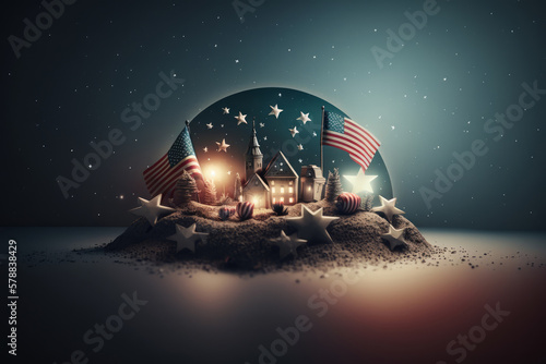 Colorful Labor day with USA flag. Illustration AI Generative
