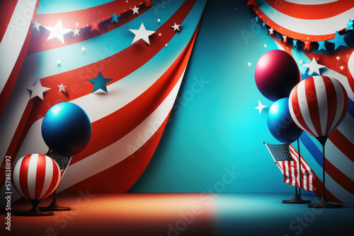 Colorful Labor day with USA flag. Illustration AI Generative
