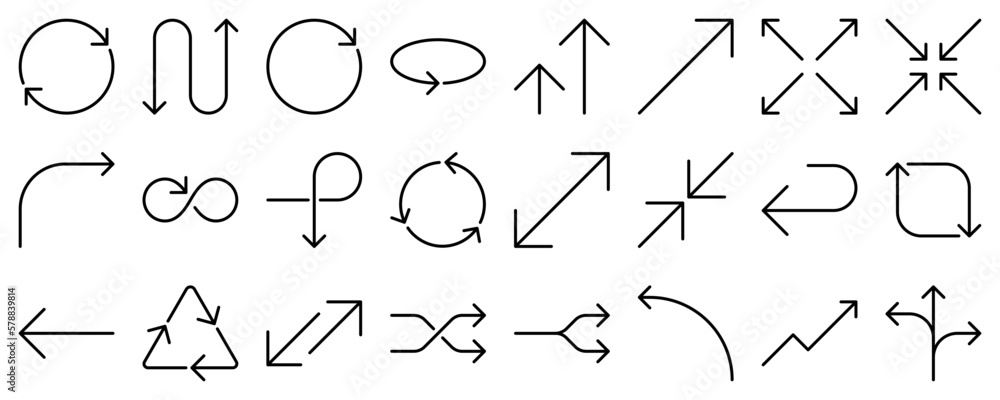 Line icons about arrows. Interface elements. Line icon on transparent background with editable stroke. Line icons about arrows. Interface elements. Line icon on transparent background with editable stroke.