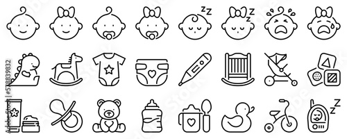 Tableau sur toile Line icons about baby