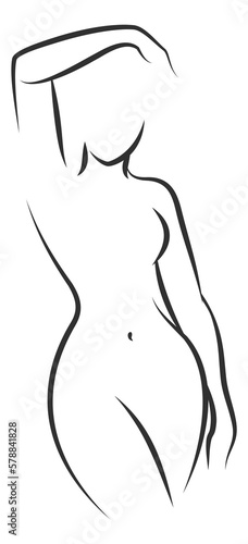 Naked woman drawing. Female body care logo