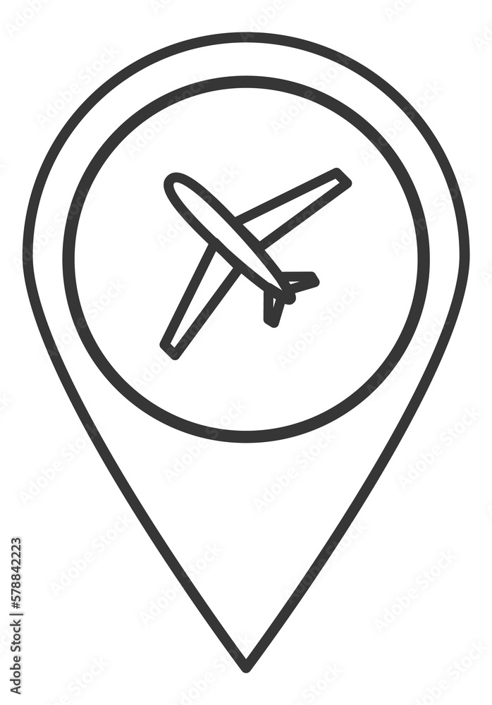 Airport geo pin. Plane destination map marker Airport geo pin. Plane destination map marker
