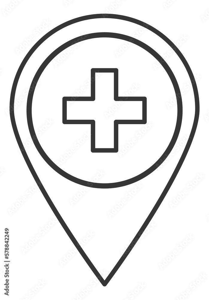 Hospital geo pointer. Map pin. Medical place Hospital geo pointer. Map pin. Medical place