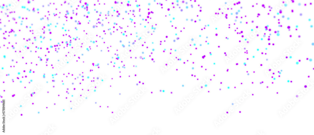 Festive glittering falling confetti on transparent background