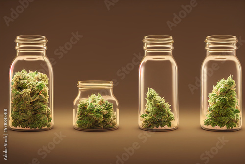 Jars of medical marijuana Generative ai