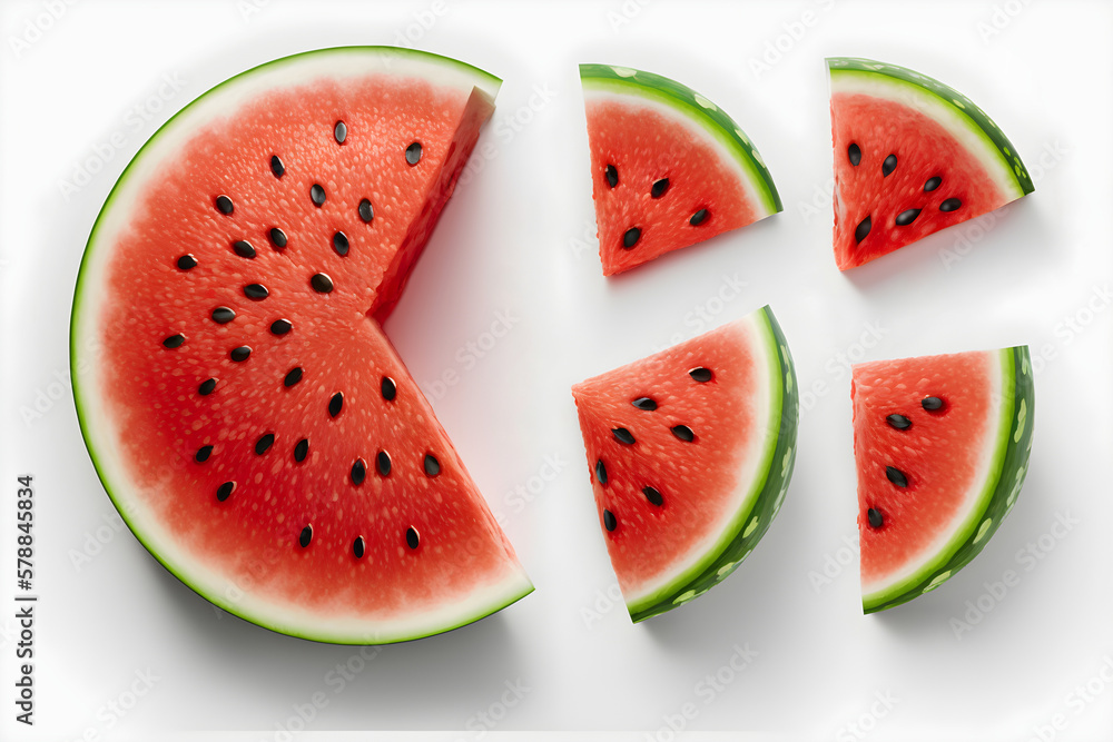 Slices of Watermelon on a White Background: AI Generated Image Slices of Watermelon on a White Background: AI Generated Image