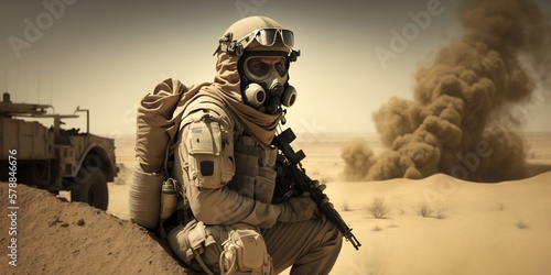 desert soldier in camouflage