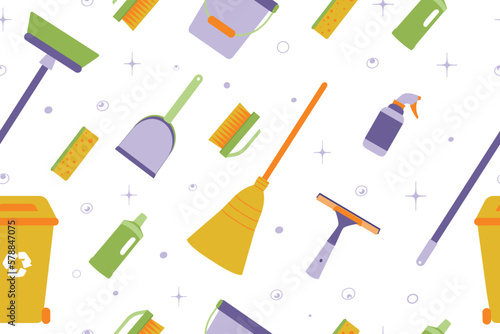 Seamless pattern.Background of cleaning equipment. Vector illustration isolated on a white background