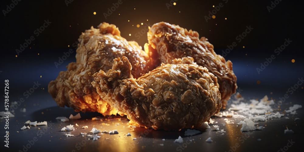 Fresh piece of crispy fried chicken. Fast food. Generative ai Fresh piece of crispy fried chicken. Fast food. Generative ai
