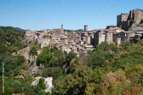 Beautiful view of Sorano, picturesque town in Toscana