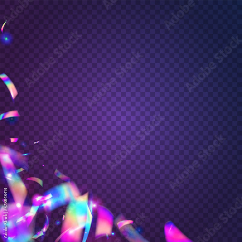 Falling Sparkles. Digital Foil. Shiny Design. Purple Retro Background. Party Christmas Gradient. Cristal Texture. Bright Art. Rainbow Glitter. Pink Falling Sparkles