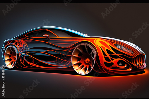 Super car automobile concept design. Fast luxury speed race car automotive concept. Ai generated