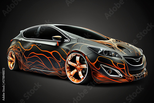 Super car automobile concept design. Fast luxury speed race car automotive concept. Ai generated