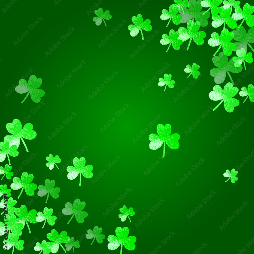 St patricks day background with shamrock. Lucky trefoil confetti. Glitter frame of clover leaves. Template for poster, gift certificate, banner. Greeting st patricks day backdrop. St patricks day background with shamrock. Lucky trefoil confetti. Glitter frame of clover leaves. Template for poster, gift certificate, banner. Greeting st patricks day backdrop.