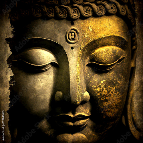 golden Buddha face Generative ai