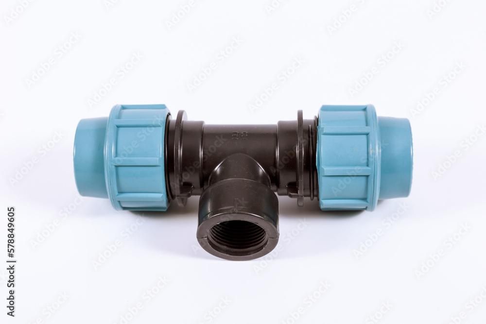 Many PVC plastic solenoid drain valve for connecting the supply water with isolated on white background Many PVC plastic solenoid drain valve for connecting the supply water with isolated on white background