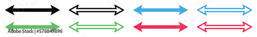 Set of colour double arrows. Double arrow icon, two side symbol, double arrow logo concept. Vector.
