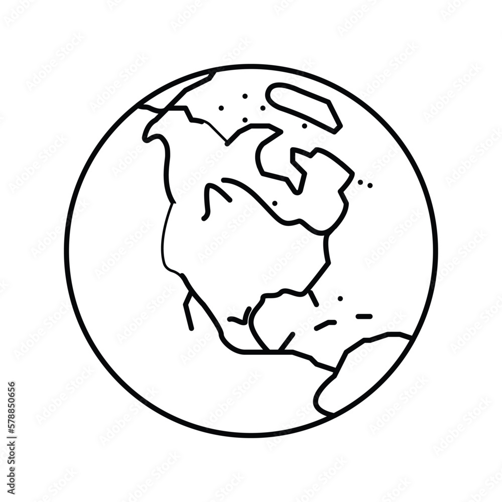 north america earth planet map line icon vector illustration north america earth planet map line icon vector illustration
