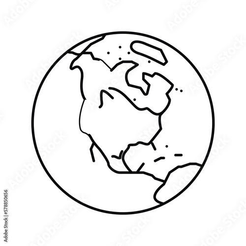 north america earth planet map line icon vector illustration