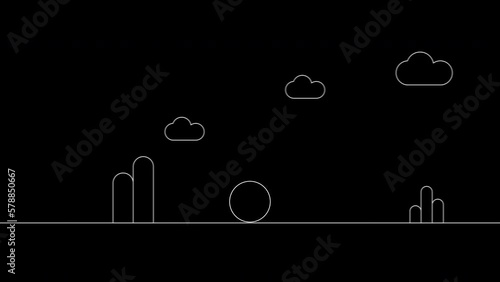 loading screen with the concept of a ball bouncing through plants and clouds. Can be used for application or website needs.