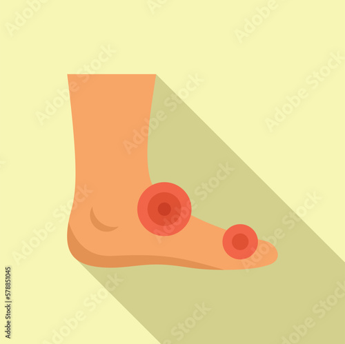 Foot injury icon flat vector. Medical pain. Hospital inflammation