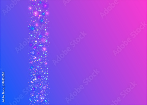 Fototapeta Naklejka Na Ścianę i Meble -  Cristal Background. Blur Prism. Transparent Confetti. Blue Metal Texture. Festive Art. Holiday Foil. Neon Glitter. Laser Festival Serpentine. Violet Cristal Background