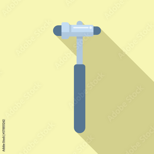 Medical bone hammer icon flat vector. Pain disease. Knee doctor