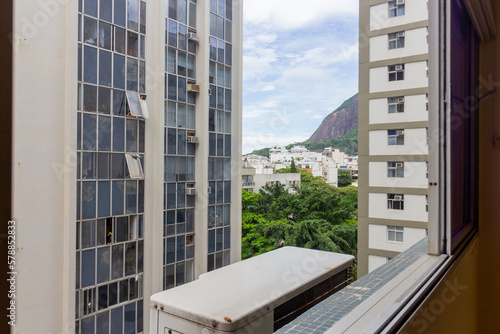 Leblon neighborhood seen from the window of a building in Rio de Janeiro.