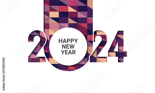 2024 Happy New Year Text Design Vector.