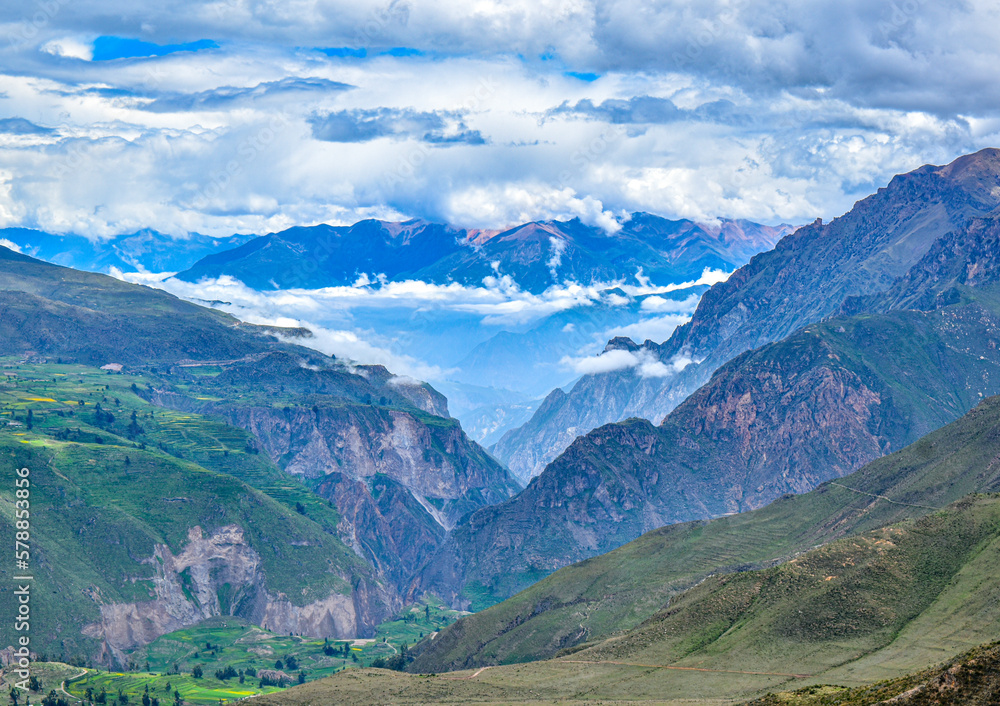 View of the Colca Canyon in southern Peru, in the department of Arequipa