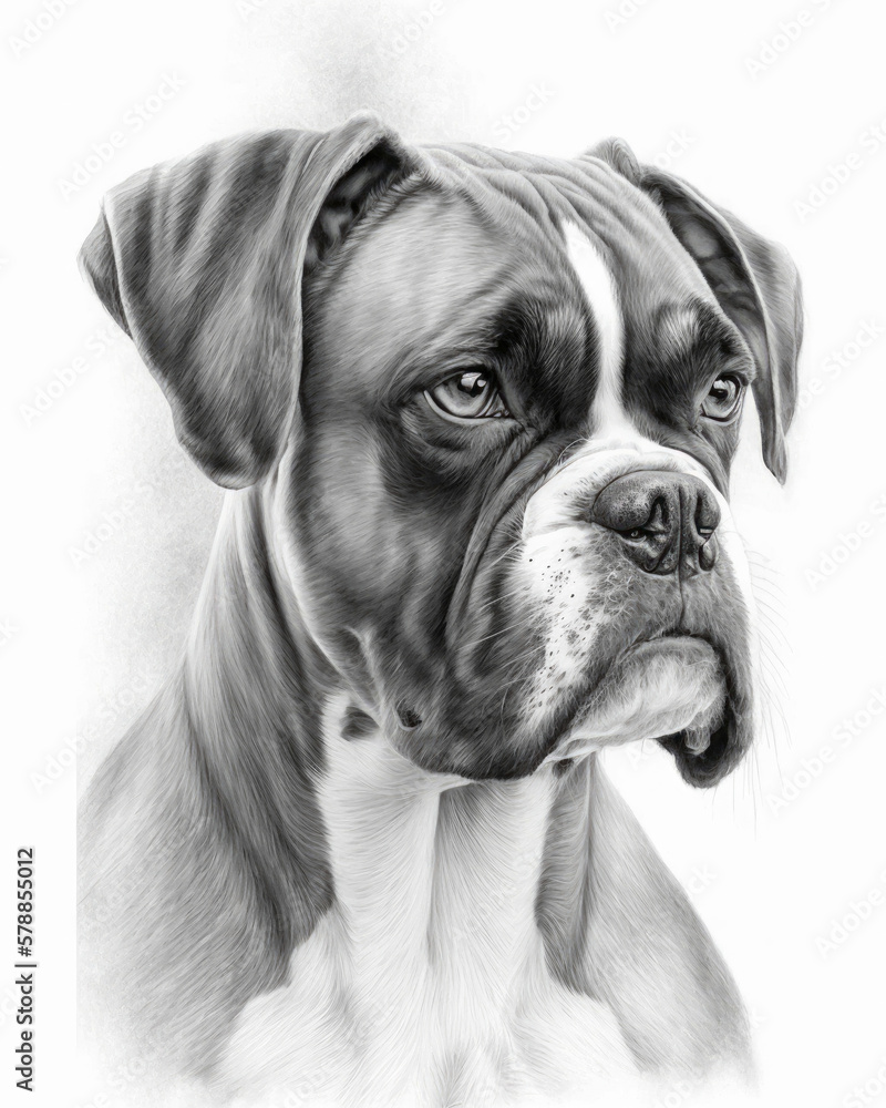 Boxer Dog Pencil Sketch