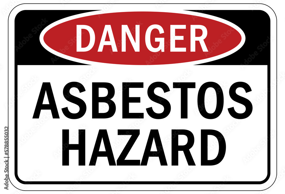 Asbestos chemical hazard sign and labels