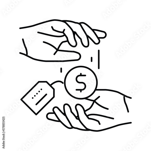 paying borrowed funds creditor line icon vector illustration
