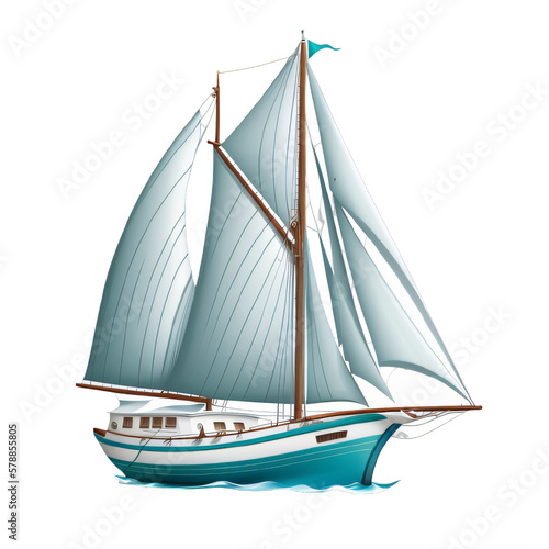 sailing boat png vector illustration icon transparent background Generative Ai