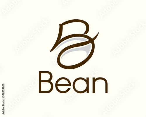 B initial bean coffee line art logo icon symbol design template illustration inspiration