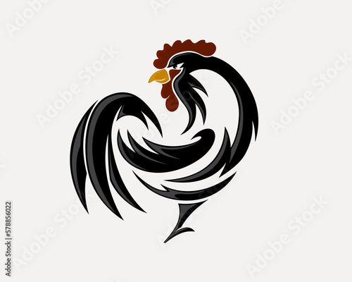 abstract rooster look back logo symbol design template illustration inspiration