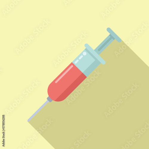 Blood syringe icon flat vector. Corona lab. Nasal doctor