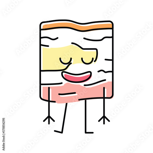 lard meat character color icon vector illustration