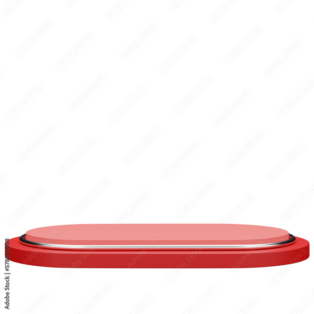 red empty podium. 3d illustration