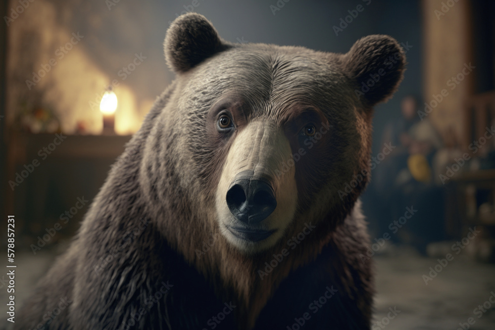 Obraz premium Bear face closeup, ai