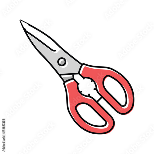 kitchen shears kitchen cookware color icon vector illustration