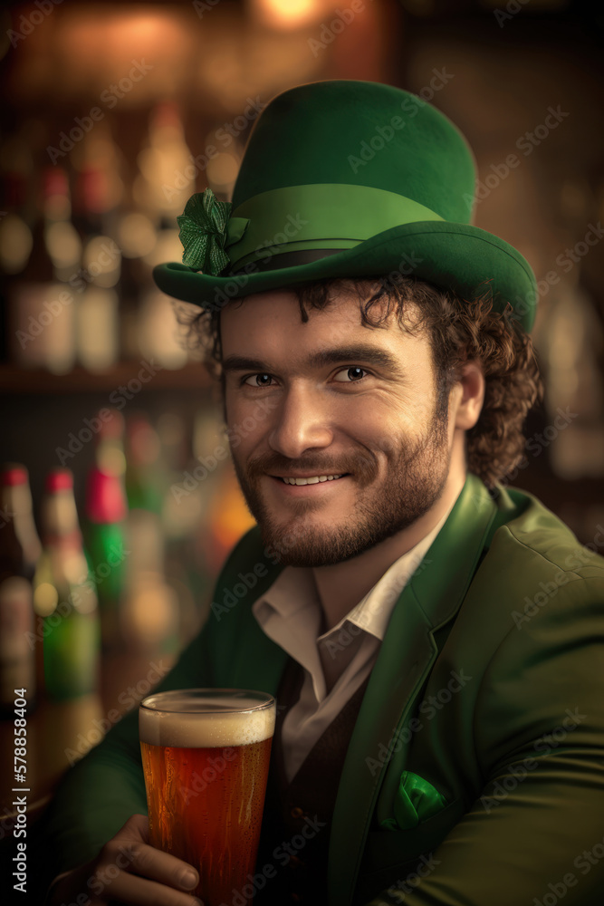 Portrait of a young man in a Saint Patricks Day suit, created with generative A.I. technology. Portrait of a young man in a Saint Patricks Day suit, created with generative A.I. technology.